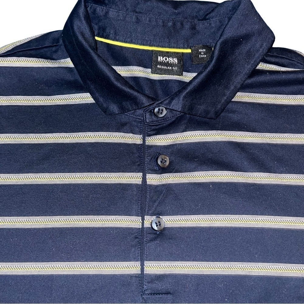 Hugo Boss Men’s XL Navy and White Striped Polo - Picture 2 of 9